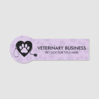 Lilac Veterinarian Paw Heart Stethescope Pet