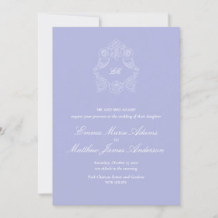 Lilac Wappen Monogram Classic Periwinkle Wedding Einladung