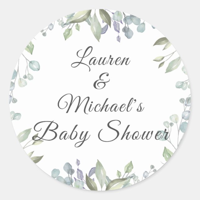 Lilac Watercolor Blumenpaare Babydusche Runder Aufkleber (Vorderseite)