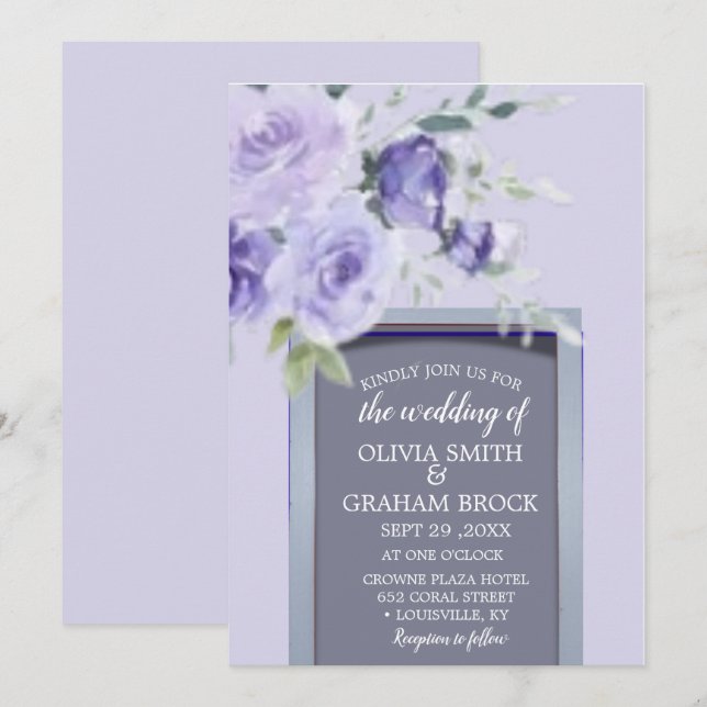 Lilac Watercolor Einladung (Vorne/Hinten)