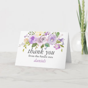 Lilac Watercolor Floral Brautparty Danke Karte