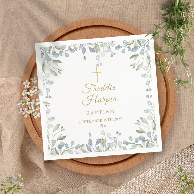 Lilac Watercolor Floral Taufe Christening Serviette (Von Creator hochgeladen)