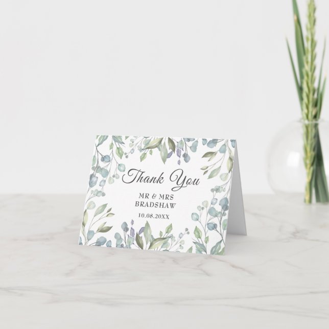 Lilac Watercolor Floral Wedding Danke Karte (Vorderseite)