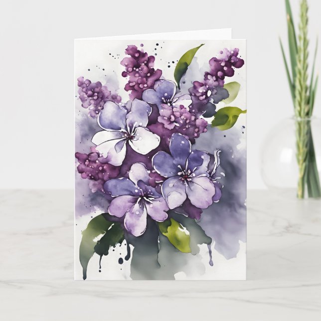 Lilac - Watercolor flowers Karte (Vorderseite)