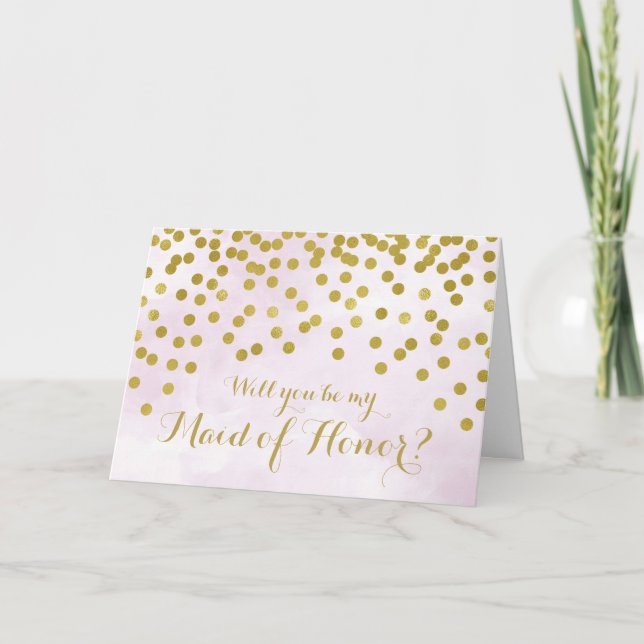 Lilac Watercolor Gold Dots Trauzeugin laden Einladung (Vorderseite)