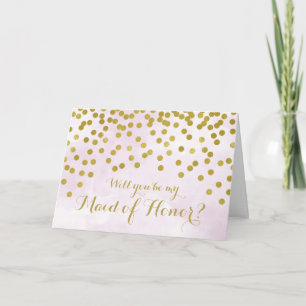Lilac Watercolor Gold Dots Trauzeugin laden Einladung