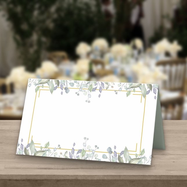 Lilac Watercolor Greenery Floral Wedding Platzkarte (Von Creator hochgeladen)
