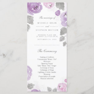 Lilac Watercolor Rose Hochzeitsprogramm Rackkarten Programm