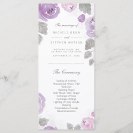 Lilac Watercolor Rose Hochzeitsprogramm Rackkarten Programm