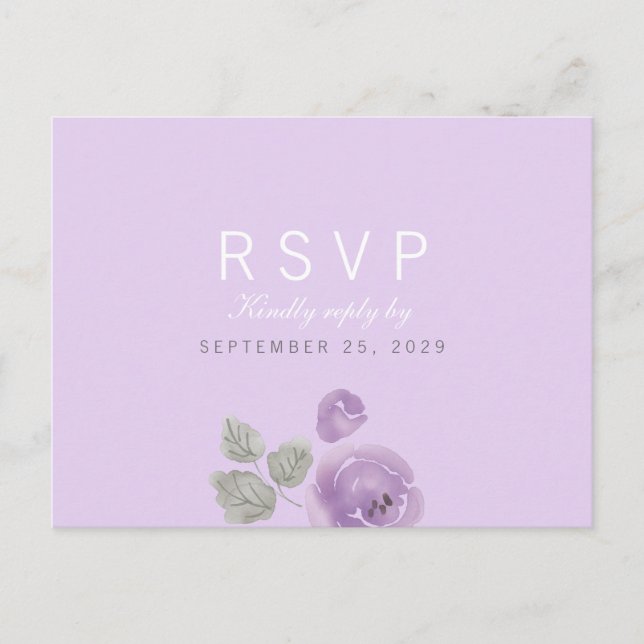 Lilac Watercolor Rose Response UAWG Postcard Einladungspostkarte (Vorderseite)