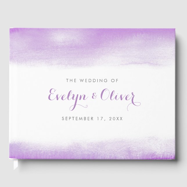 Lilac Watercolor Wash Wedding Gästebuch (Vorderseite)