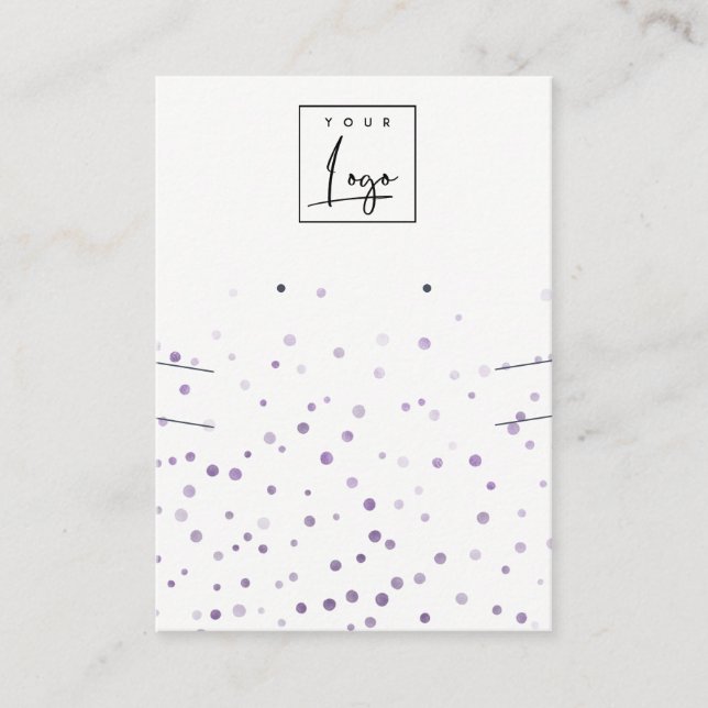 Lilac Waterolor Confetti Logo Erring Necklace Visitenkarte (Vorderseite)