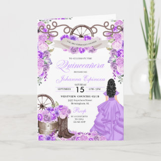 Lilac Western Charro Bi-Fold Quinceanera Einladung