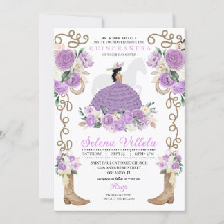 Lilac Western Mariachi Charro Princess Quinceañera Einladung