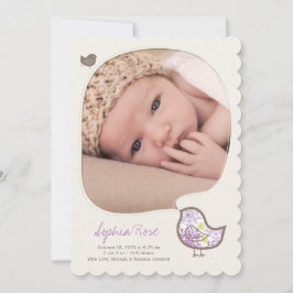 Lilac Whimsical Chick Baby Girl Birth Ankündigung