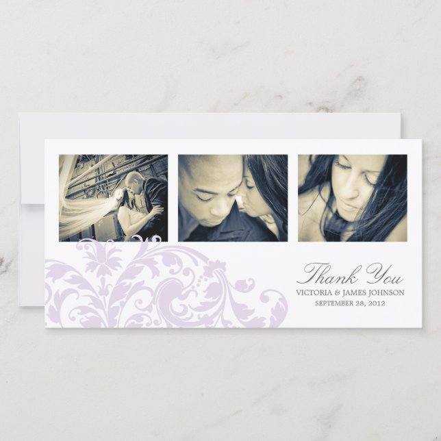 LILAC & WHITE FLOURISH | CARTE DE REMERCIEMENTS ma (Devant)