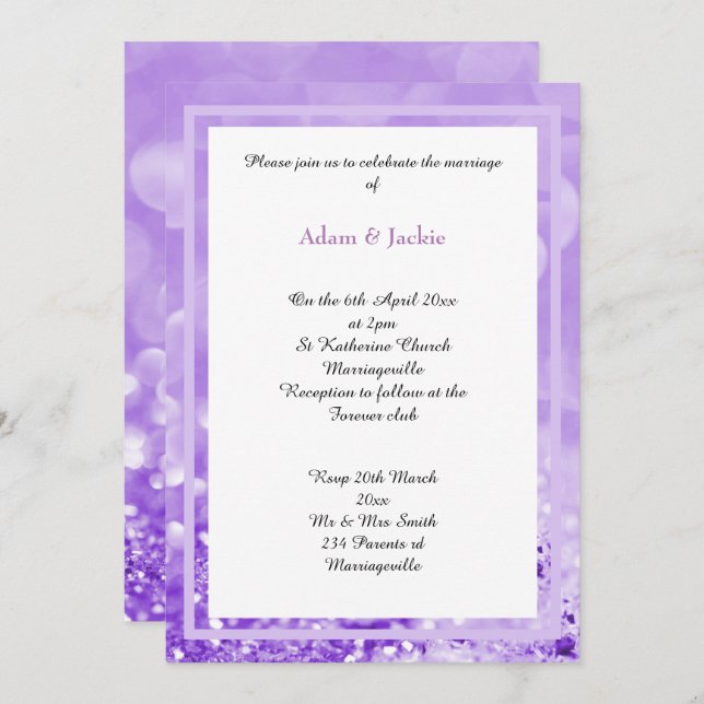 LILAC WHITE LAYER BOKEH PRINT WEDING INVITATION EINLADUNG (Vorne/Hinten)