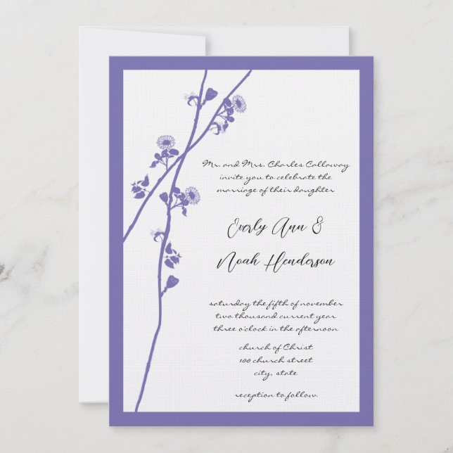 Lilac Wild Blume Branch Wedding Invites Einladung (Vorderseite)