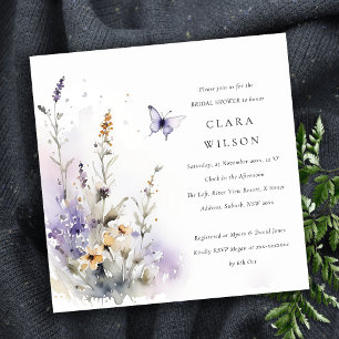 Lilac Wildblume Butterfly Garden Brautparty Einladung