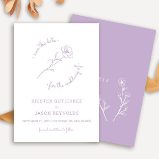 Lilac Wildblume Save the Date Einladung