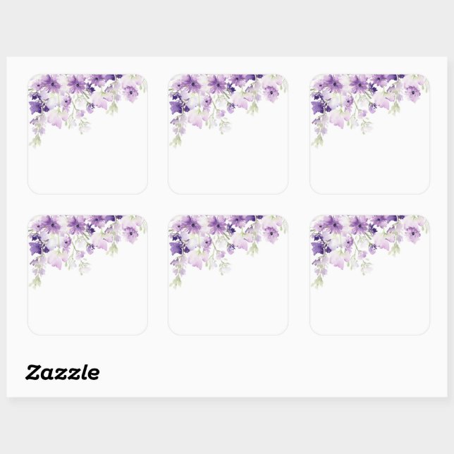 Lilac-Wildblumen-Brautparty-Aufkleber Quadratischer Aufkleber (Blatt)