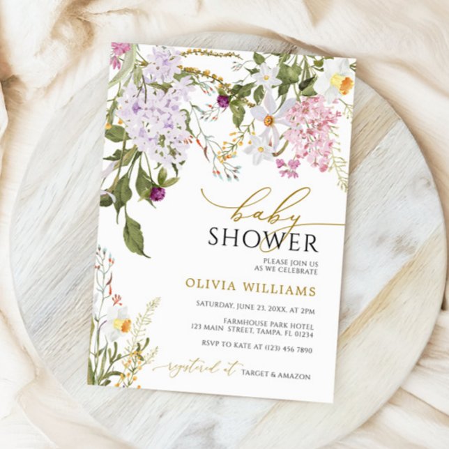 Lilac Wildblumen Kinderdusche Einladung (Von Creator hochgeladen)