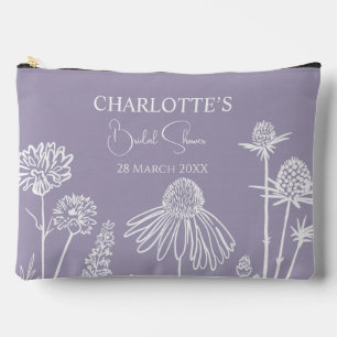 Lilac Wildblumen Sketched Floral Brautparty Zubehörtasche