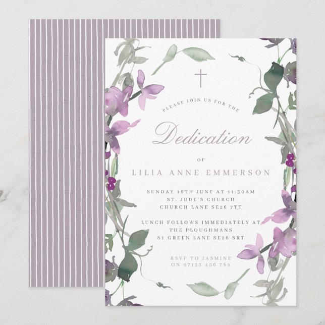 Lilac-Wildblumen und Einladung zur Entsendung von  (Vorne/Hinten)