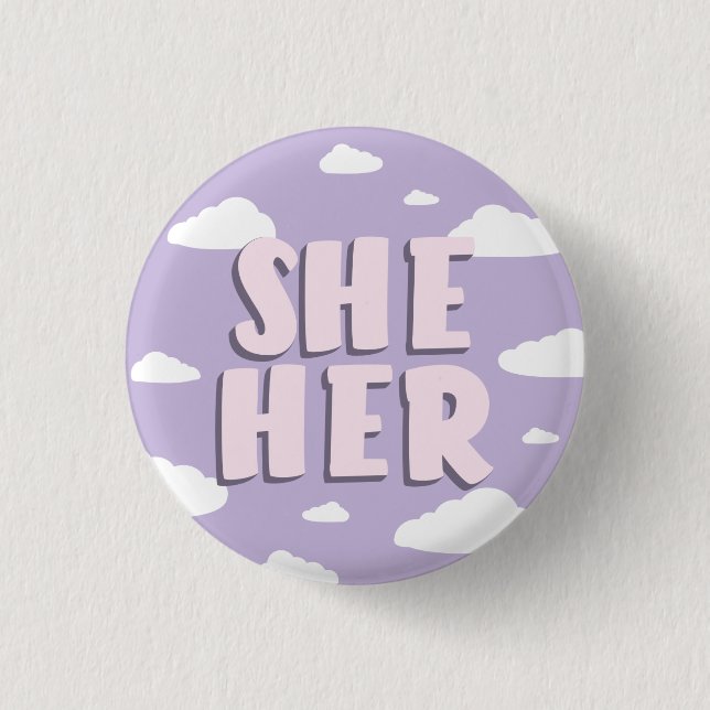 Lilac Wolken Sie/Ihre Pronos Button (Vorderseite)