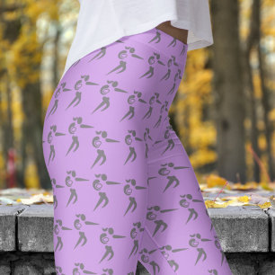 Lilac Womens Rugby Pattern Leggings