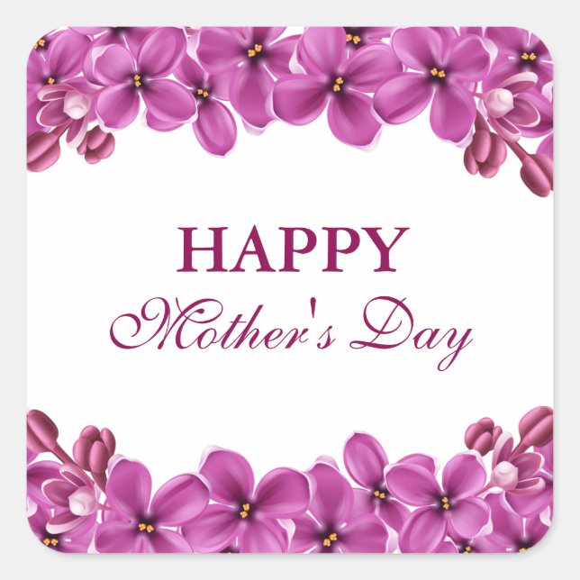 Lilac Wreath Happy Mütter Day Stickers (Vorderseite)