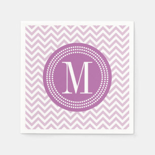 Lilac Zickzack Zigzag Personalisiert Monogram Serviette