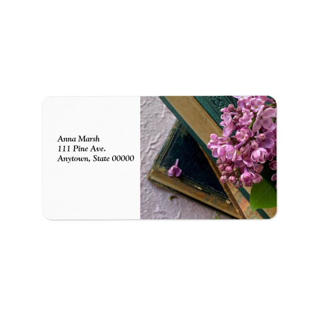 Lilacs auf alten Büchern Adressaufkleber (Vorne)