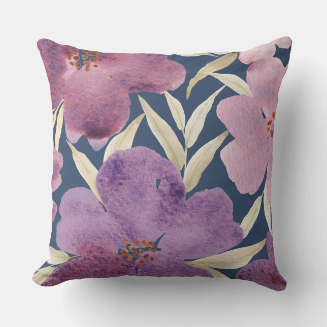 Lilacs auf Aquarellen Kissen (Vorderseite)