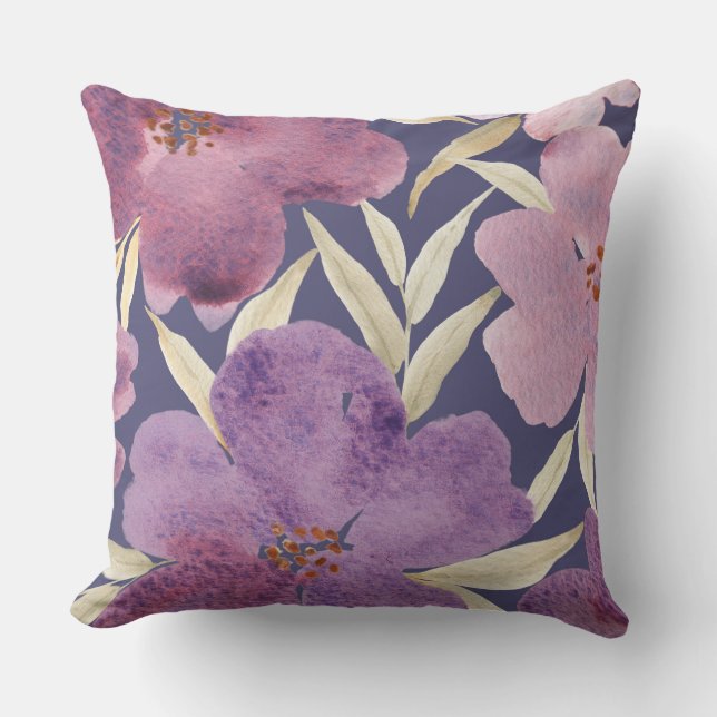 Lilacs auf Aquarellen Kissen (Vorderseite)