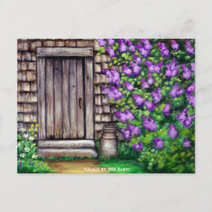 Lilacs by the Barn Original Painting Art Postcard Postkarte