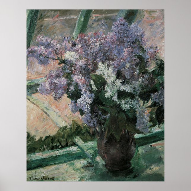 Lilacs dans une fenêtre, Mary Cassatt Poster (Devant)