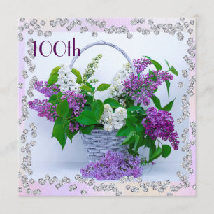 Lilacs & Diamonds 100. Geburtstag Einladung