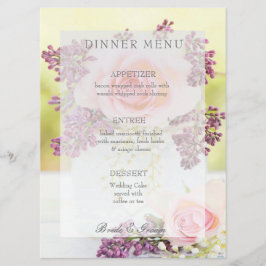 Lilacs et menu mariage Rose Vintage