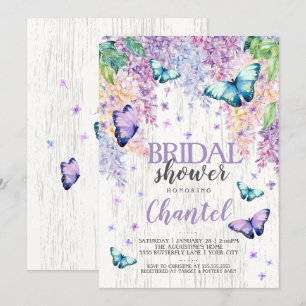 Lilacs et papillon  Invitation à la douche nuptial