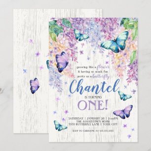 Lilacs et papillon  Invitation d'anniversaire