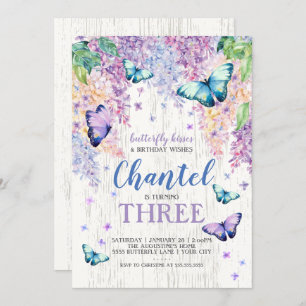 Lilacs et papillon  Invitation d'anniversaire