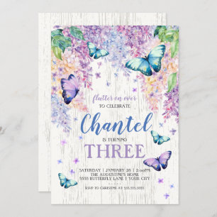 Lilacs et papillon  Invitation d'anniversaire