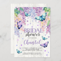 Lilacs et papillon | Invitation de douche nuptiale