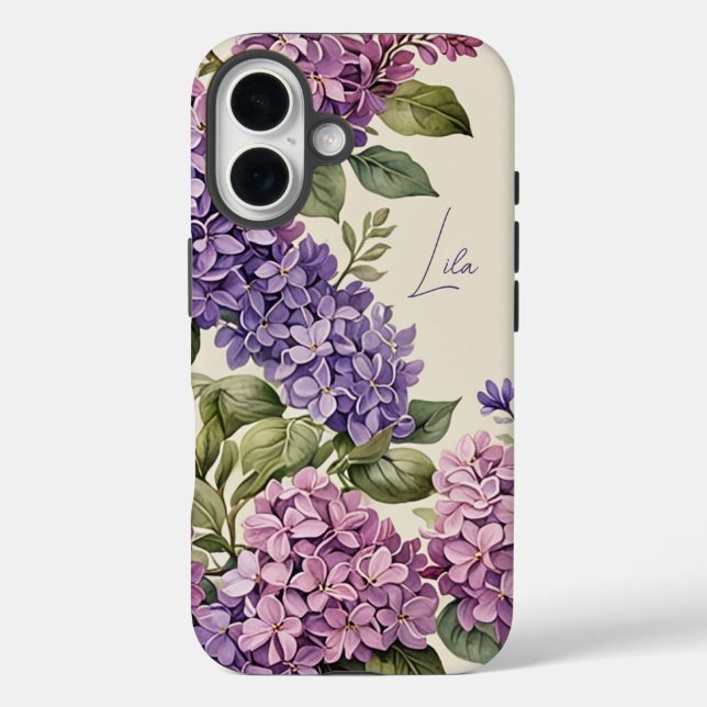 Lilacs Floral iPhone 16 Hülle (Rückseite)
