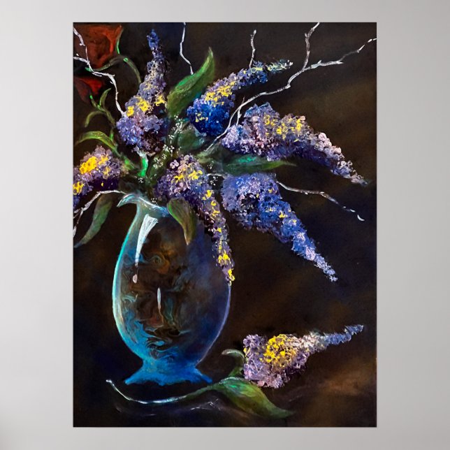 Lilacs in Abstrakter Vase Print Poster (Vorne)