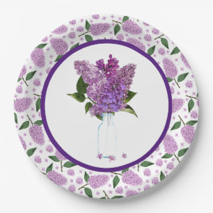 Lilacs in der Frühjahrspapierplatte Pappteller
