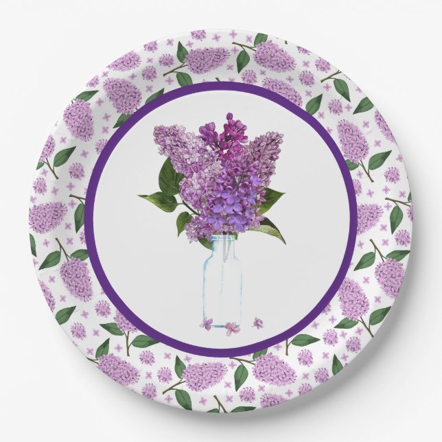 Lilacs in der Frühjahrspapierplatte Pappteller (Vorderseite)