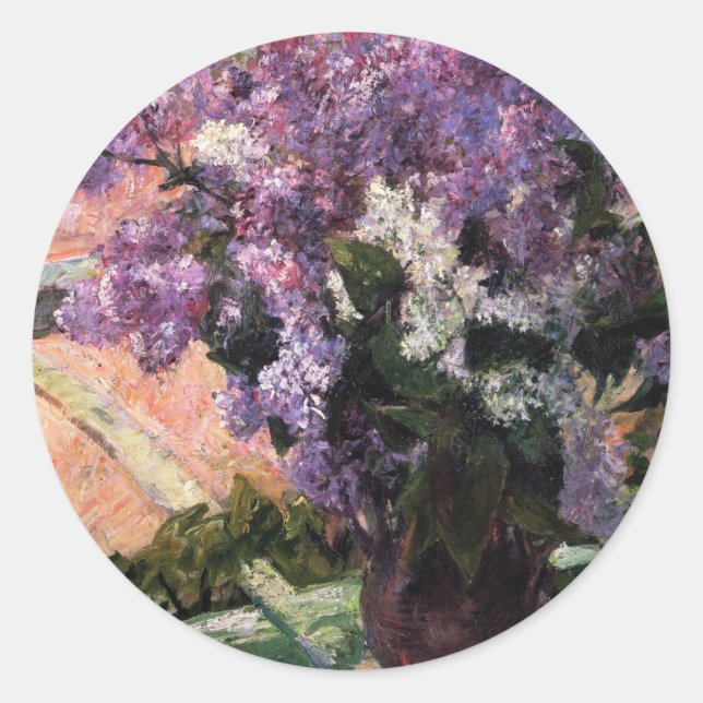 Lilacs in einem Fenster | Mary Cassatt Runder Aufkleber (Vorderseite)