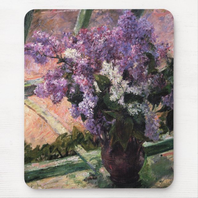 Lilacs in einem Fenster Mousepad (Vorne)